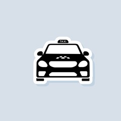Taxi service sticker. Taxi icon. Car, vehicle, driver. Vector on isolated background. EPS 10