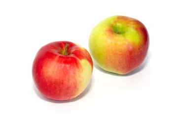 Fototapeta na wymiar Two red fresh apples isolated on white