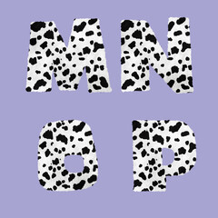 Dalmatian skin alphabet - letters M-P