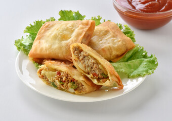 Box Patties or Square Shape Samosa, very tastry, filled with spicy chicken and vegetables