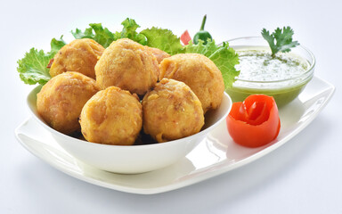 Batata Vada or Potato Balls. Most famous Indian Snack.