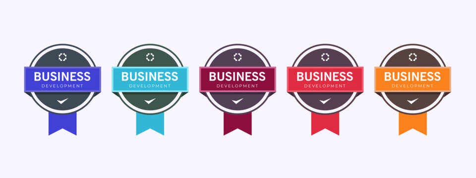 Business logo badge design template. Certified company training badge certification to determine based on criteria. Set bundle certify colorful. Vector illustration.
