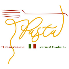 logo of Italian cuisine pasta with spaghetti lettering