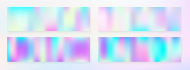 Holograph Minimal Banner. Fluorescent Holographic Dreamy Girlie