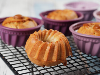 Homemade banana mini bundt cakes. No sugar added. Healthy toddler food
