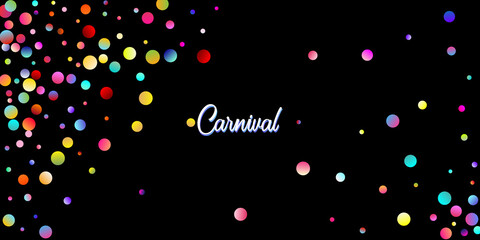 Fototapeta na wymiar Carnival Confetti Explosion Vector Background. Colorful Circles, Bubbles, Bokeh Decoration. Falling
