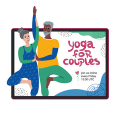yoga for coples class ad on a tablet screen
