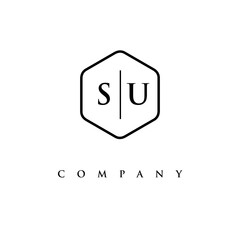initial SU logo design vector