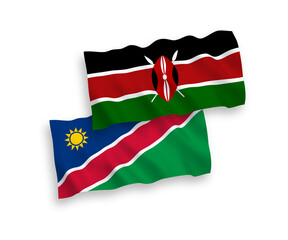 Flags of Republic of Namibia and Kenya on a white background