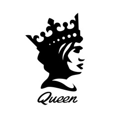 Queen symbol, logo. Black White style Vector illustration
