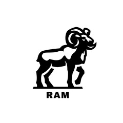 Ram symbol, logo. Black White style Vector illustration