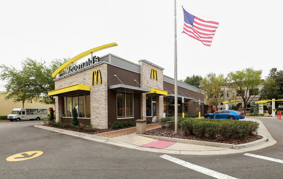 Clean And Organized McDonald's Restaurant (also Known As Mickey D's) On Hiawassee Road In Orlando, Florida, USA. 