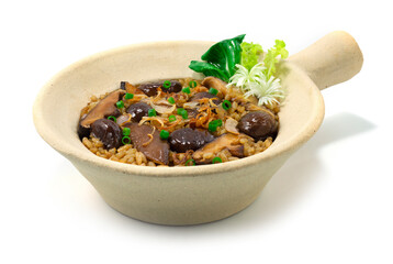 Chestnut Bake with Rice and Mushroom in Clay Pot