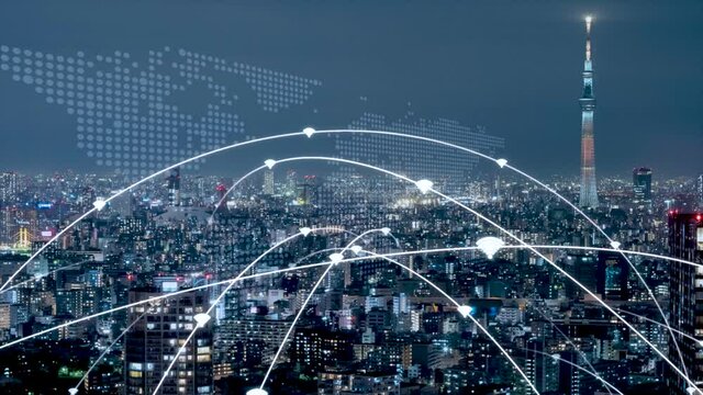 デジタル営業　在宅勤務　テレワーク　IoTによる大都市のデジタル化 背景画像のイメージ