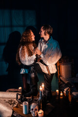 Pirates in an estate on an island in the Caribbean