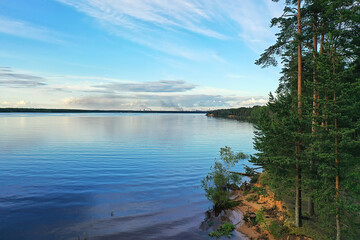 forest lake top view, landscape nature view forest, background