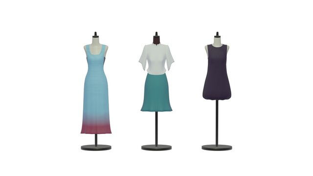 カジュアルな春夏服を着た女性型トルソーマネキン　3DCG　アパレル　ファッション