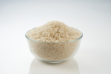 bowl of  rice on white background