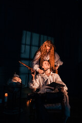 Pirates in an estate on an island in the Caribbean