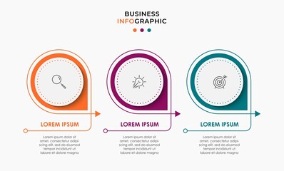 Minimal Infographic circle label design business vector template with icons and 3 options or steps. Can be used for process diagram, presentations, workflow layout, banner, flow chart, info graph