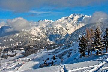 Fototapeta na wymiar Courchevel 1850 Three Valleys Ski Resort French Alps France