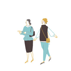 並んで歩く2人の若い女性