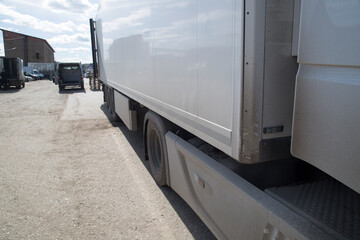 Cargo transportation by car. A car truck. Place for the label.