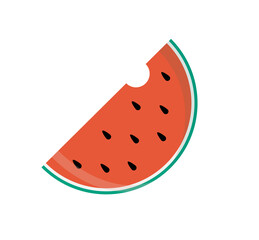 Vector slice watermelon. Whole, slice, half fresh healthy summer fruits icons.