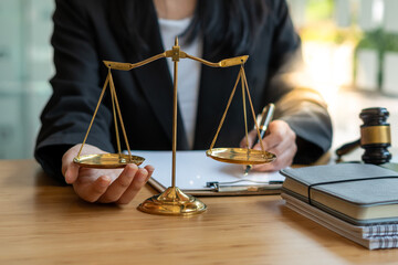 Attorneys or judges sitting at work to sign important documents, attorneys and law, legal concepts of the judiciary and the legislature.