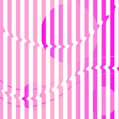 Soft and bright pink gradient background with moving circles behind white lines in the shape of geometric wave