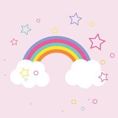 Magic rainbow and clouds flat design vector image