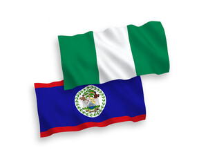 Flags of Belize and Nigeria on a white background
