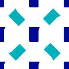 Blue Laboratory glassware or beaker icon isolated seamless pattern on white background. Vector