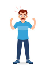 Fototapeta premium young good looking man get angry and scream