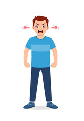 young good looking man get angry and scream