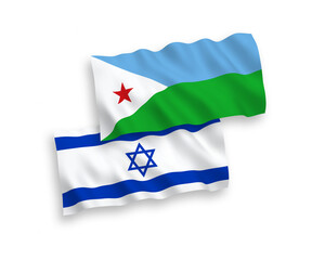 Flags of Republic of Djibouti and Israel on a white background