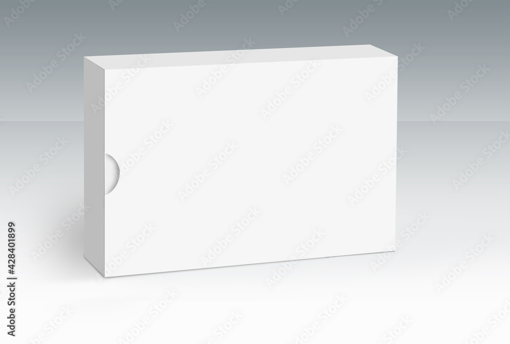 Poster 3d rendering of a white box on the ground, mock-up template for a design