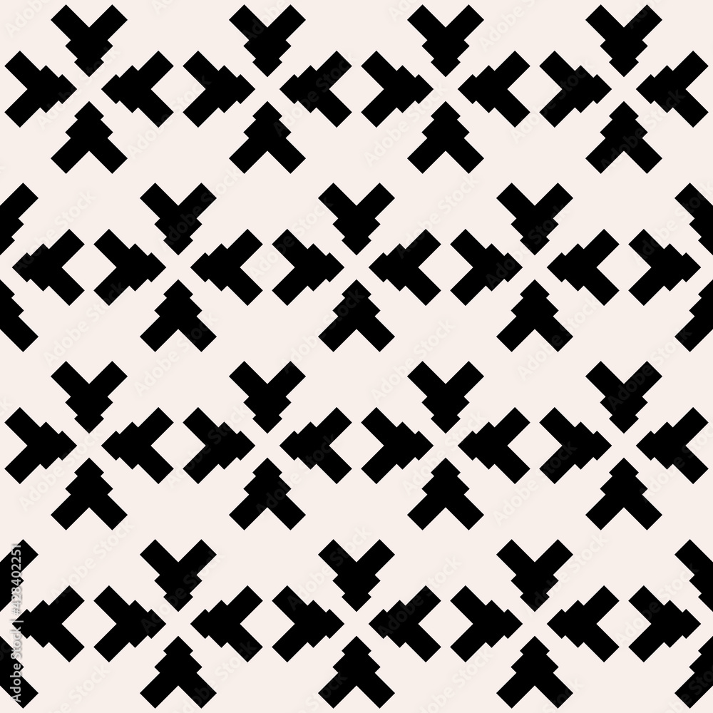 Poster Monochrome seamless shapes. Four same shapes pattern.