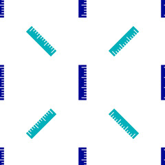 Blue Ruler icon isolated seamless pattern on white background. Straightedge symbol. Vector