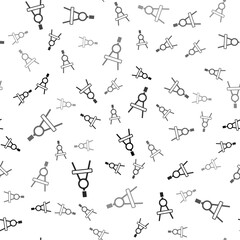 Black Drawing compass icon isolated seamless pattern on white background. Compasses sign. Drawing and educational tools. Geometric instrument. Vector