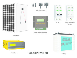 Vector Illustration of Solar Power Kit