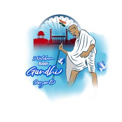 VECTOR ILLUSTRATION FOR INDIAN DAY GANDHI JAYANTI WITH TEXT GANDHI JAYANTI MEANS  GANDHI JAYANTI 