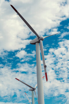 Bulgaria, Kaliakra, SEPTEMBER 3th, 2020: Two people repairing wind turbine