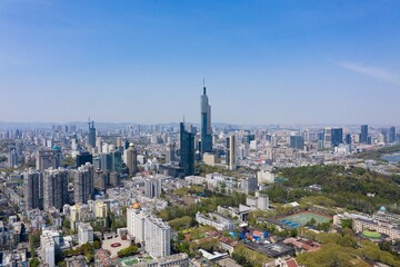 Fototapeta premium Aerial View of Nanjing City in A Sunny Day