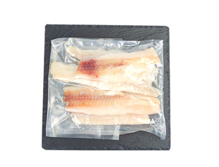 Packaging of frozen fillets of white fish, pollock