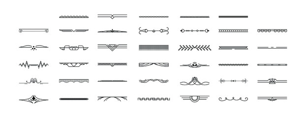 Set Black Simple Line Collection Doodle Border Elements Vector Design Style Sketch Isolated Illustration For Banner