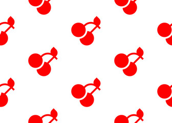 Red cherry berries in a flat style. Seamless texture.