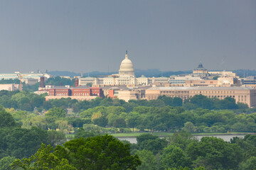 Fototapeta na wymiar Washington D.C. skyline with the major monument buildings including US Capitol - Washington DC, United States