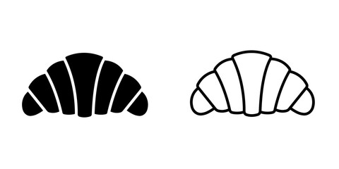 Set of black croissant icon on white background