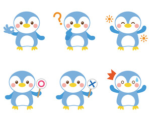 Obraz premium ペンギン 表情 イラストセット